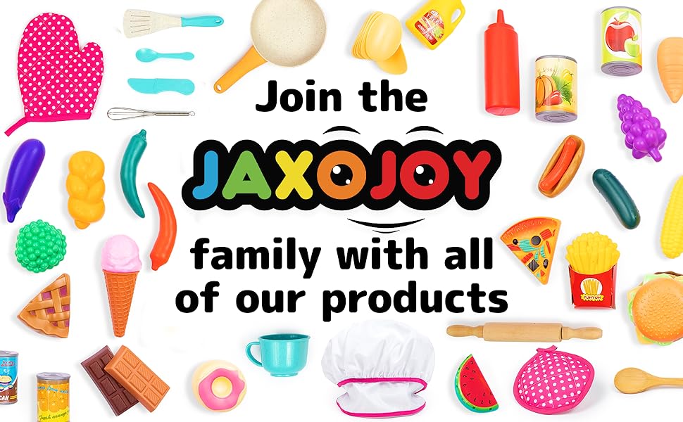 JaxoJoy Pretend Play Food Set, Toy Food Assortment Playset for Kids & Toddlers