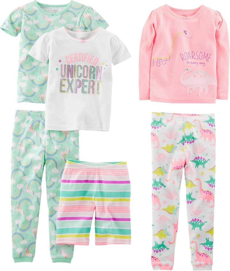 Simple Joys by Carter's Girls' 6-Piece Snug Fit Cotton Pajama Set - Image 6
