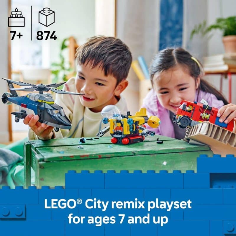 LEGO City Helicopter, Fire Truck & Submarine Remix (60462) - Image 2