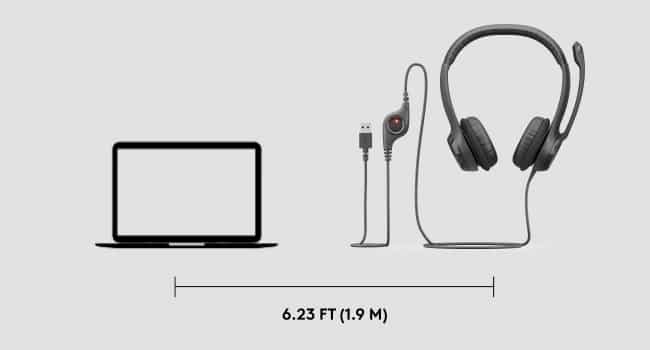 h390 wired stereo black headset with noise-cancelling microphone