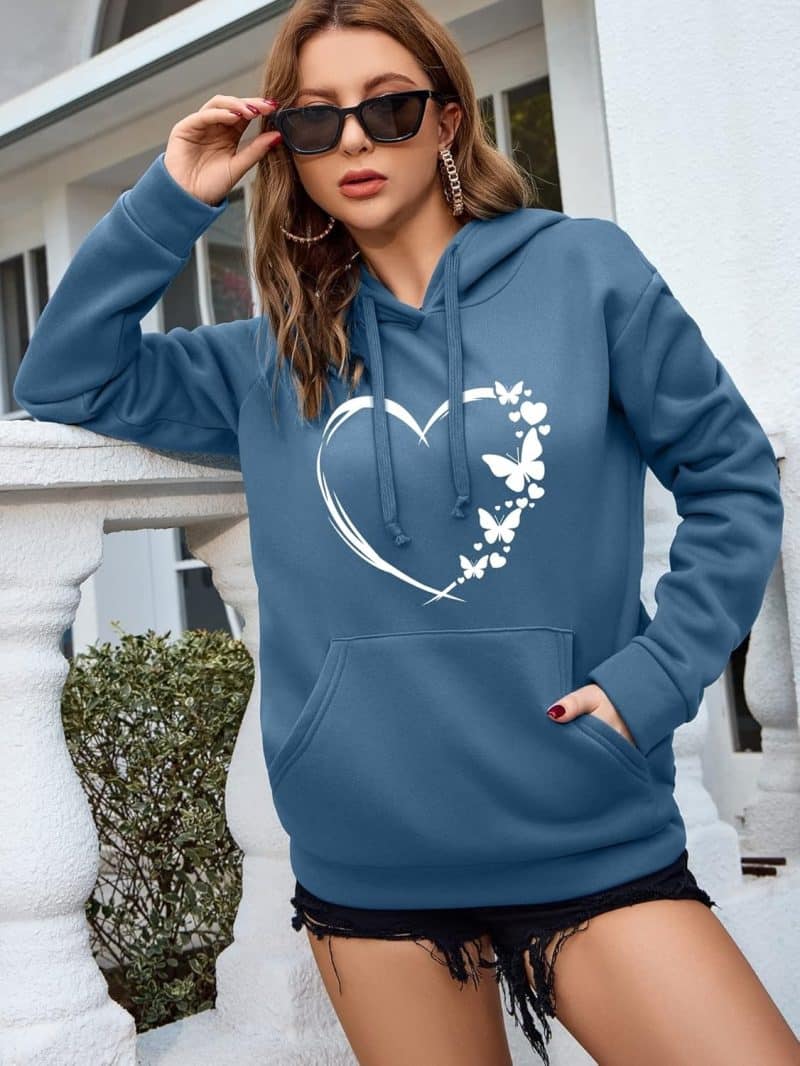 SOLY HUX Women's Graphic Hoodies Heart Print Drawstring Long Sleeve - Image 4