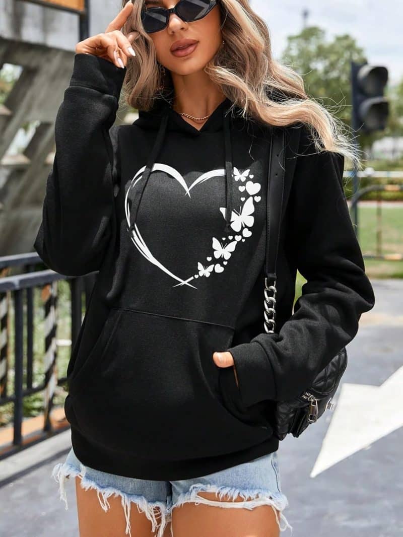 SOLY HUX Women's Graphic Hoodies Heart Print Drawstring Long Sleeve - Image 10