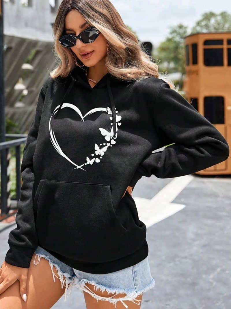 SOLY HUX Women's Graphic Hoodies Heart Print Drawstring Long Sleeve - Image 11