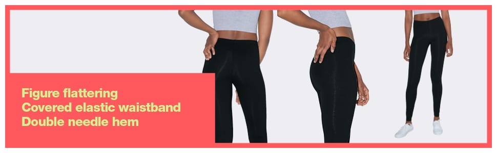 american apparel, women's, cotton spandex, legging, elastic waistband 