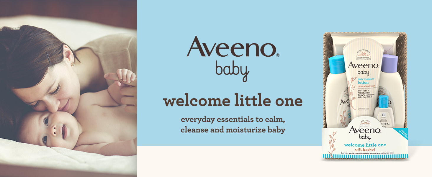 Aveeno welcome little one gift set with everyday essentials to calm, cleanse & moisturize baby