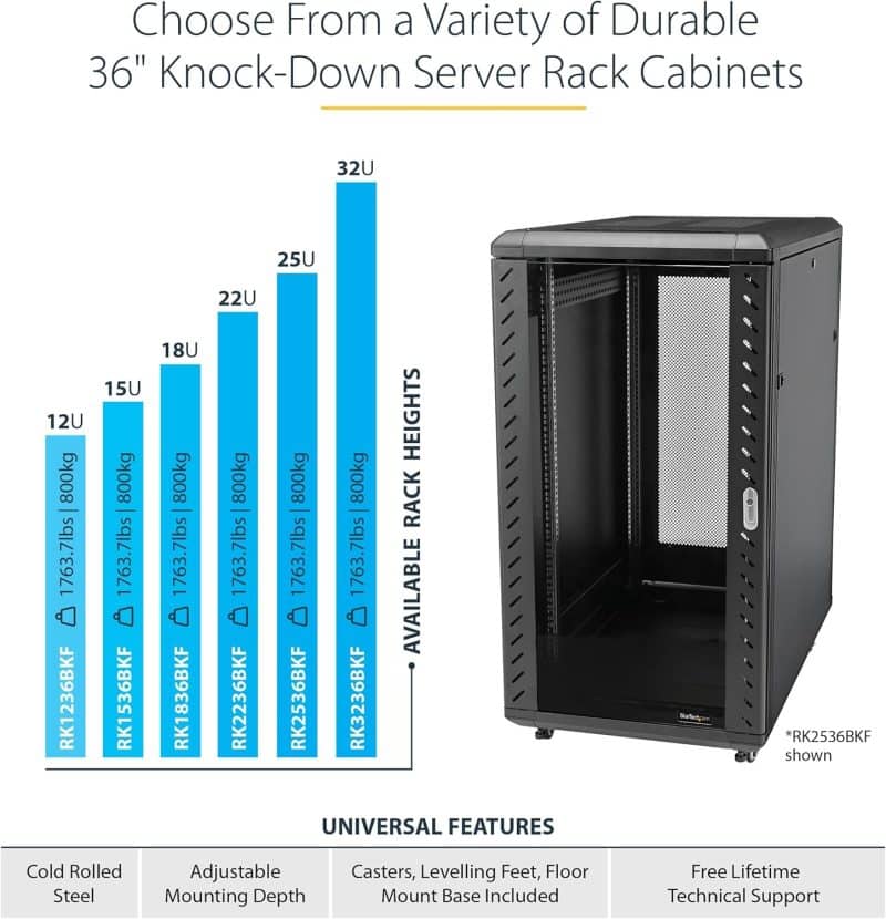 StarTech.com 4-Post Server Rack Cabinet - Image 5