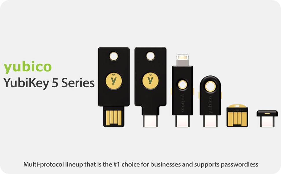 YubiKey security key Series 5 lineup