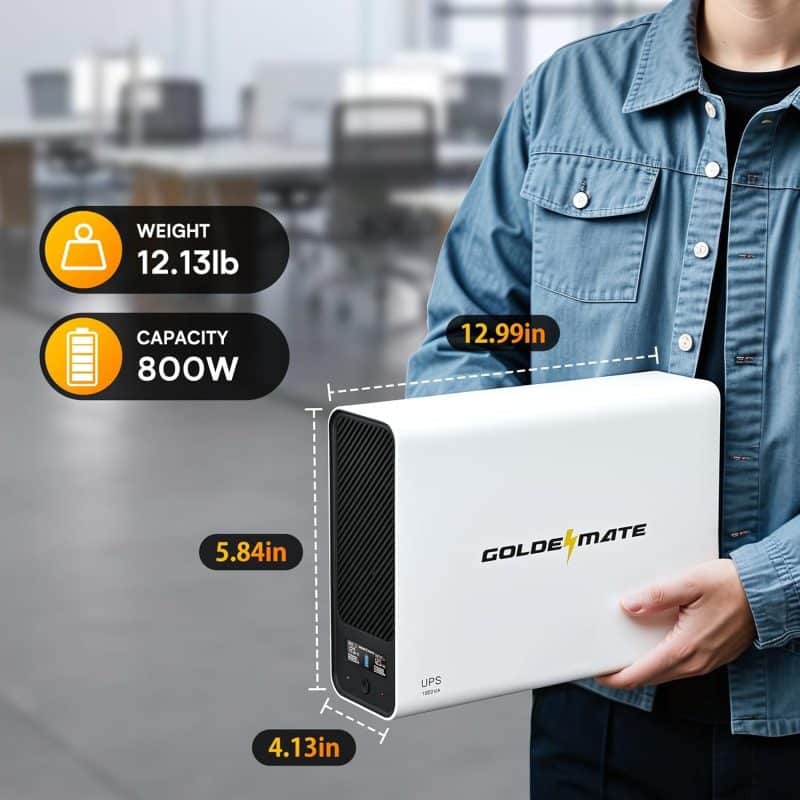 GOLDENMATE 1000VA/800W Lithium UPS Battery Backup and Surge Protector - Image 5