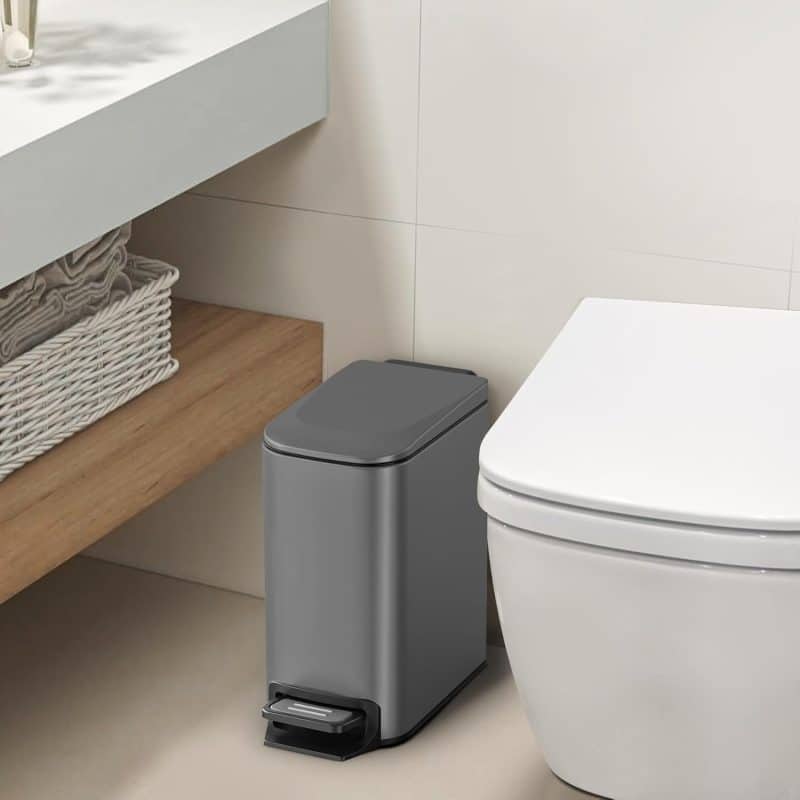 Cesun Slim Bathroom Trash Can with Lid - Image 25